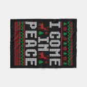 I Come In Peace Couple Matching Ugly Christmas Swe フリースブランケット (正面(横))