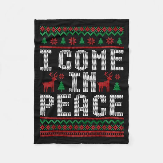 I Come In Peace Couple Matching Ugly Christmas Swe フリースブランケット (正面)