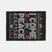 I Come In Peace Couple Matching Ugly Christmas Swe フリースブランケット (正面(横))
