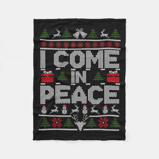 I Come In Peace Couple Matching Ugly Christmas Swe フリースブランケット (正面)