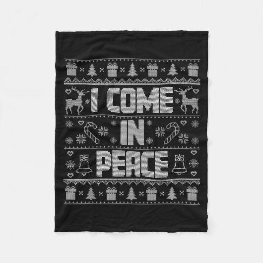 I Come In Peace Couple Matching Ugly Christmas Swe フリースブランケット (正面)