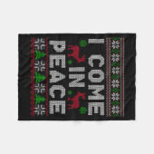I Come In Peace Couple Matching Ugly Christmas Swe フリースブランケット (正面(横))