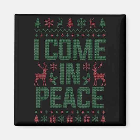 I Come In Peace Couple Matching Ugly Christmas Swe マグネット (正面)