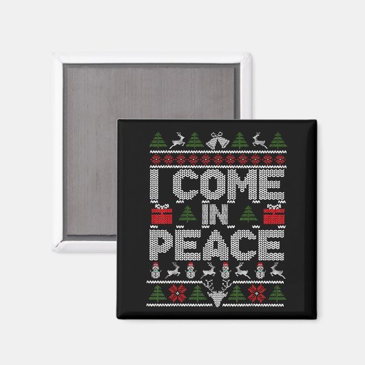 I Come In Peace Couple Matching Ugly Christmas Swe マグネット (正面/裏面)
