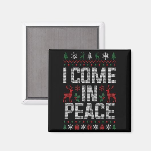 I Come In Peace Couple Matching Ugly Christmas Swe マグネット (正面/裏面)