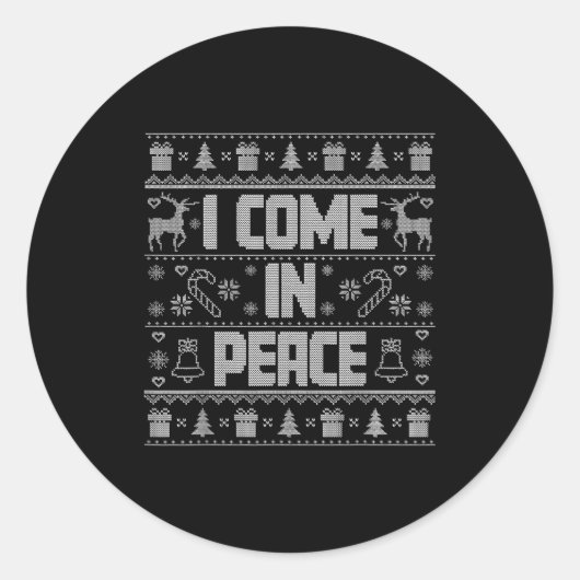 I Come In Peace Couple Matching Ugly Christmas Swe ラウンドシール (正面)