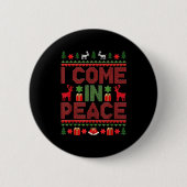 I Come In Peace Couple Matching Ugly Christmas Swe 缶バッジ (正面)