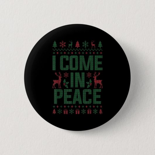 I Come In Peace Couple Matching Ugly Christmas Swe 缶バッジ (正面)
