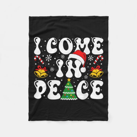 I Come In Peace Funny Couple Ugly Christmas Shirt フリースブランケット (正面)