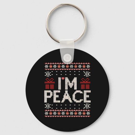 I Come In Peace I'm Peace Matching Ugly Christmas  キーホルダー (正面)