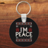 I Come In Peace I'm Peace Matching Ugly Christmas  キーホルダー (正面)