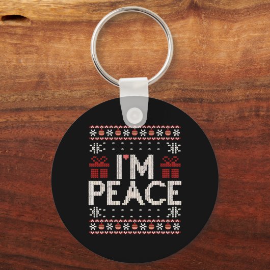 I Come In Peace I'm Peace Matching Ugly Christmas  キーホルダー (正面)