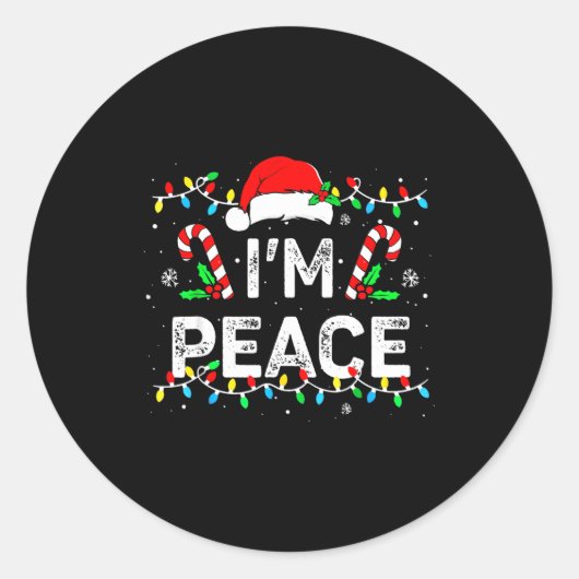 I Come In Peace I'm Peace Matching Ugly Christmas  ラウンドシール (正面)