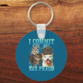 I Commit Tax Fraud Funny Cat Meme Bootleg Graphic  キーホルダー (正面)