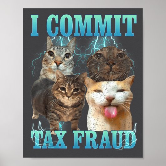 I Commit Tax Fraud Funny Cat Meme Bootleg Graphic  ポスター (正面)