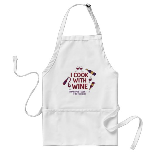 I Cook With Wine Funny Cooking Apron スタンダードエプロン (正面)