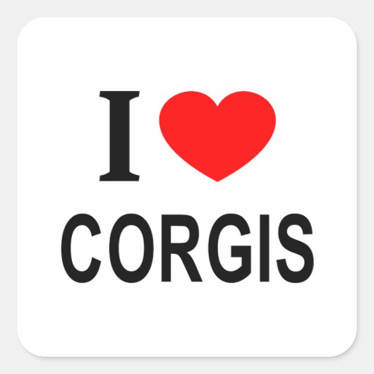I CORGIS ❤️ I LOVE CORGIS IハートCORGIS スクエアシール (正面)