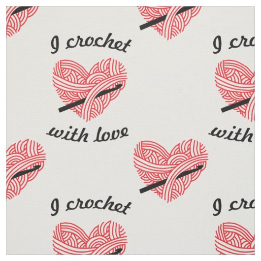 "I Crochet with Love"糸ハート付き/フック工芸品 ファブリック (見本)