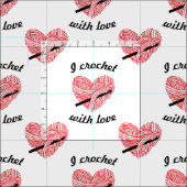 "I Crochet with Love"糸ハート付き/フック工芸品 ファブリック (タイル)
