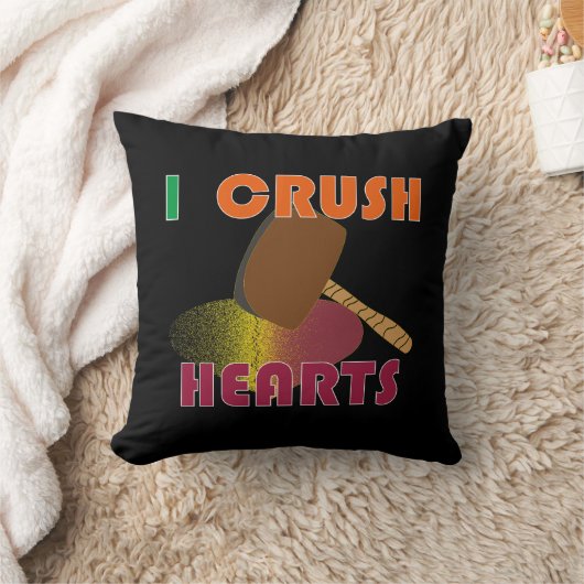 "I Crush Hearts" Anti-Valentine's Day Pillow クッション (ブランケット)
