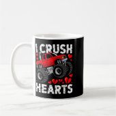 I Crush Hearts Valentine Monster Truck Boys Toddle コーヒーマグカップ (左)