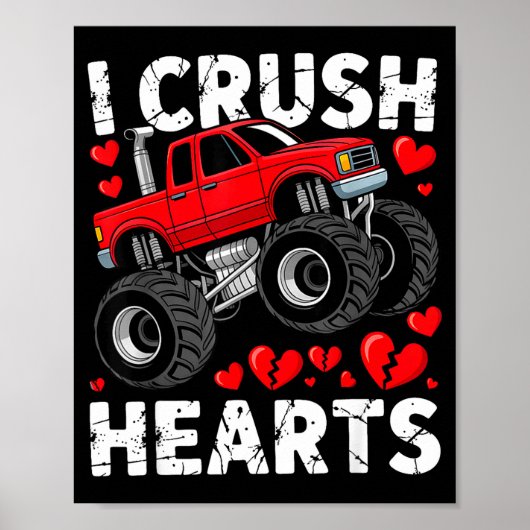 I Crush Hearts Valentine Monster Truck Boys Toddle ポスター (正面)