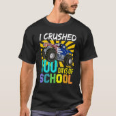 I Crushed 100 Days Of School Boys Monster Truck Tシャツ (正面)