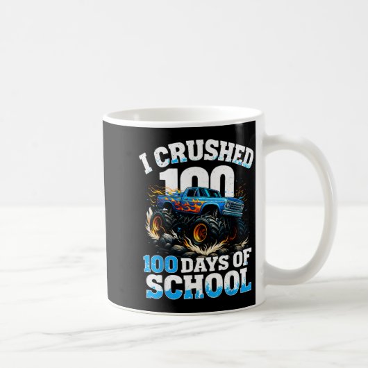 I Crushed 100 Days Of School Monster Truck 100th D コーヒーマグカップ (右)
