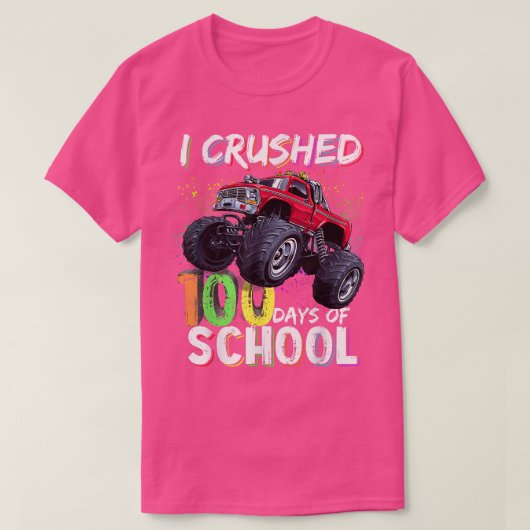I Crushed 100 Days Of School Monster Truck Boys Ki Tシャツ (デザイン正面)