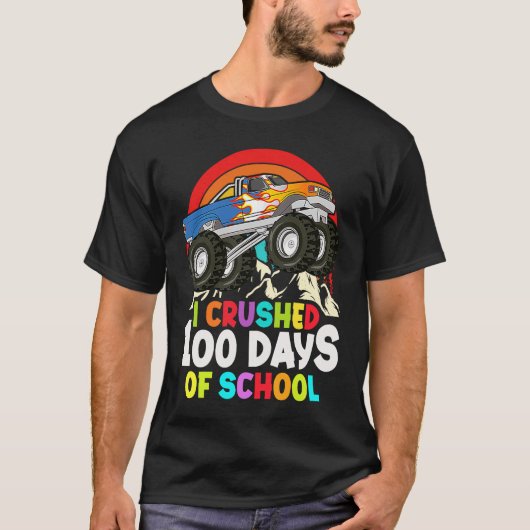 I Crushed 100 Days Of School Monster Truck Kids Bo Tシャツ (正面)