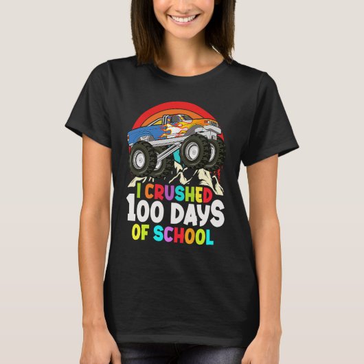 I Crushed 100 Days Of School Monster Truck Kids Bo Tシャツ (正面)