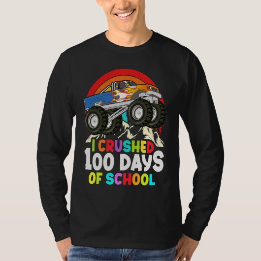 I Crushed 100 Days Of School Monster Truck Kids Bo Tシャツ (正面)
