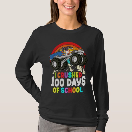 I Crushed 100 Days Of School Monster Truck Kids Bo Tシャツ (正面)
