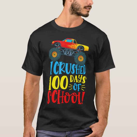 I Crushed 100 Days Of School Monsterruck Car Boy f Tシャツ (正面)