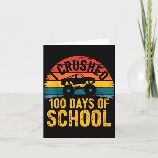I Crushed 100 Days Of School Truck Lovers Kids Tea カード (正面)