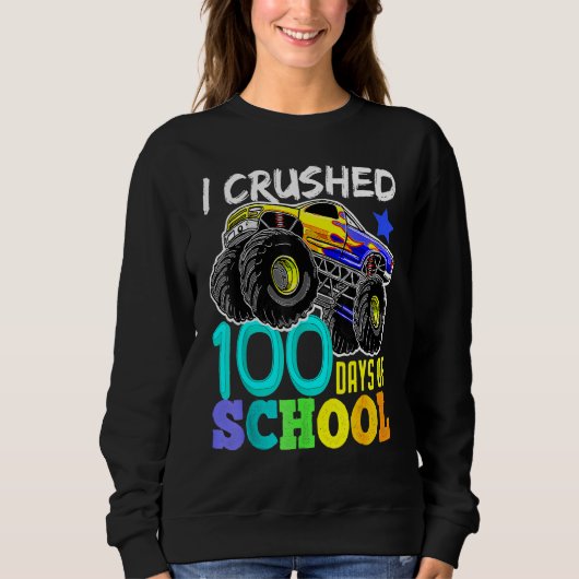 I Crushed 100 Days Of School TShirt Boys Monster T スウェットシャツ (正面)