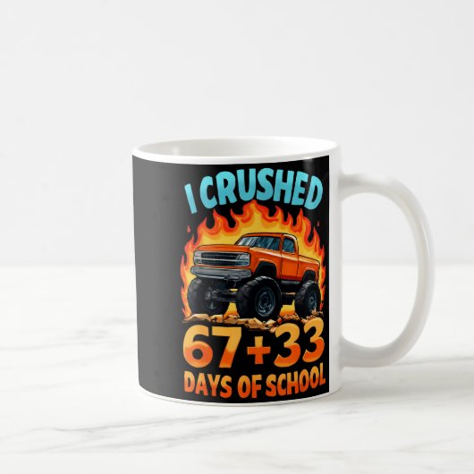 I Crushed 67 + 33 Days Of School Monster Truck Boy コーヒーマグカップ (右)