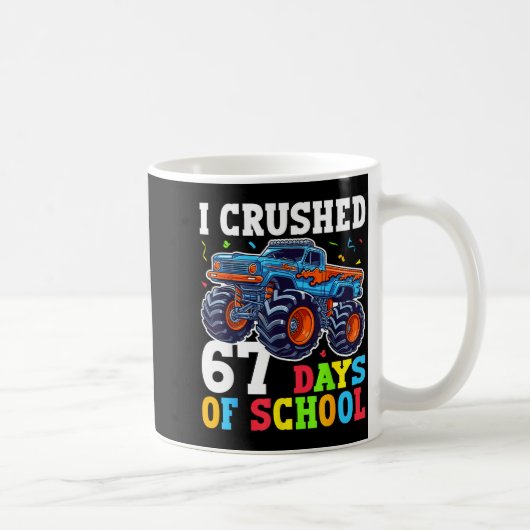 I Crushed 67 Days Of School 67th Day Of School Boy コーヒーマグカップ (右)