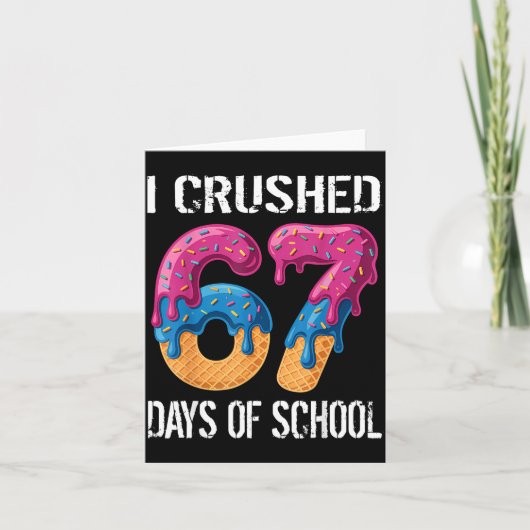 I Crushed 67 Days Of School Boys Ice Cream Drip Ae カード (正面)