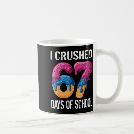 I Crushed 67 Days Of School Boys Ice Cream Drip Ae コーヒーマグカップ (右)