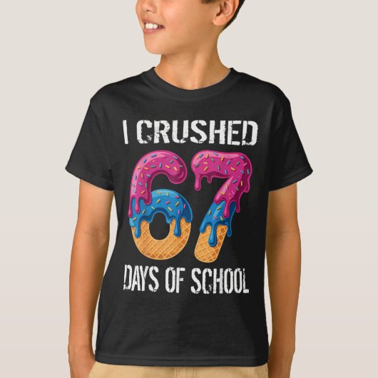 I Crushed 67 Days Of School Boys Ice Cream Drip Ae Tシャツ (正面)