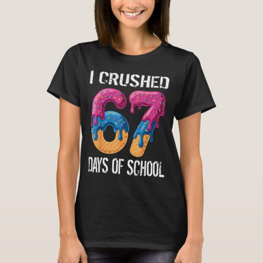 I Crushed 67 Days Of School Boys Ice Cream Drip Ae Tシャツ (正面)