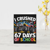 I Crushed 67 Days Of School For Kids Monster Truck カード (黄色い花)