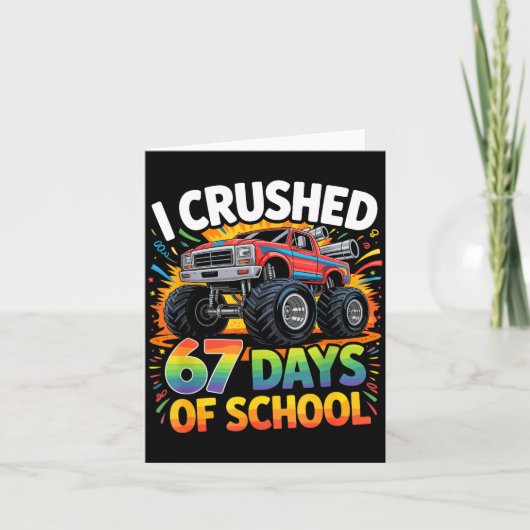 I Crushed 67 Days Of School Funny Meme Gen Z Stude カード (正面)