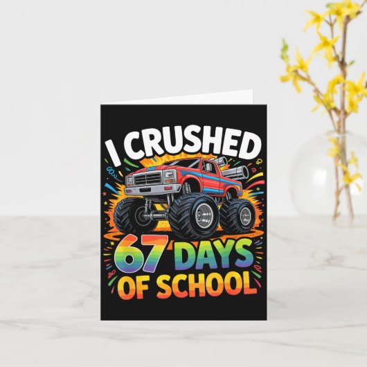 I Crushed 67 Days Of School Funny Meme Gen Z Stude カード (黄色い花)