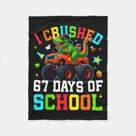 I Crushed 67 Days Of School Funny Six Seven Meme B フリースブランケット (正面)