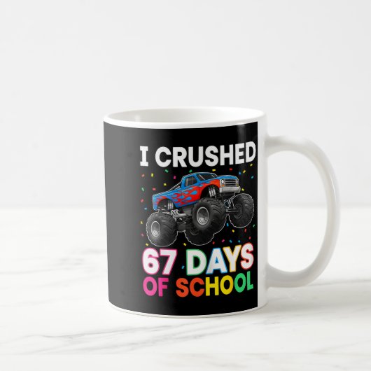 I Crushed 67 Days Of School Monster Teacher Studen コーヒーマグカップ (右)