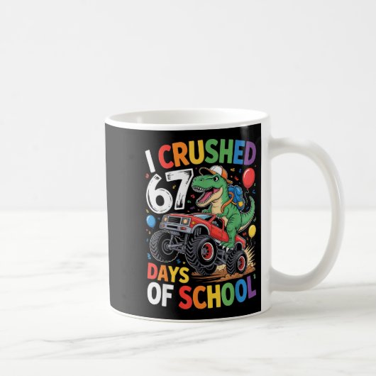 I Crushed 67 Days Of School Shirts Dino Students 6 コーヒーマグカップ (右)