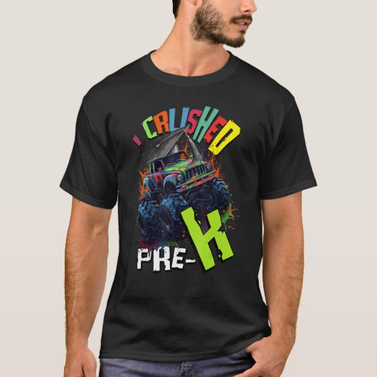 I Crushed Pre K Monster Truck Graduation Cap Boys  Tシャツ (正面)