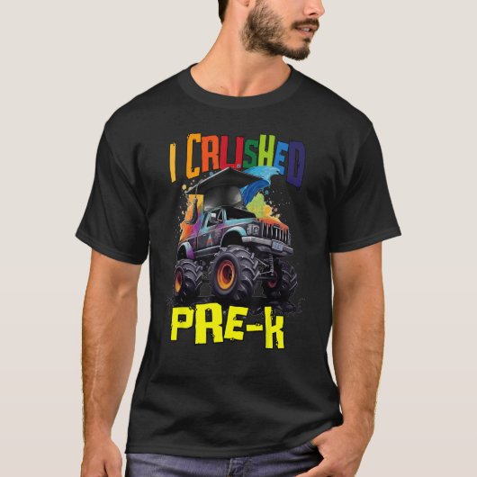 I Crushed Pre K Monster Truck Graduation Cap Boys Tシャツ (正面)